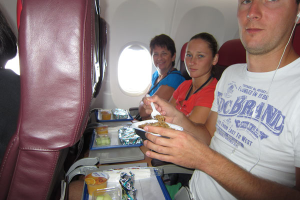 Ontbijt in het vliegtuig